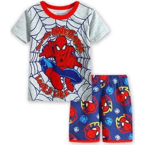 The new Marvel boy summer cool spring and summer short-sleeved tracksuit summer paragraph Kids cartoon pajamas suit