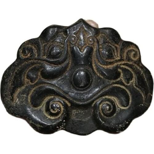 Hongshan culture antique jade, iron meteorite, magnet, mask shaped pendant
