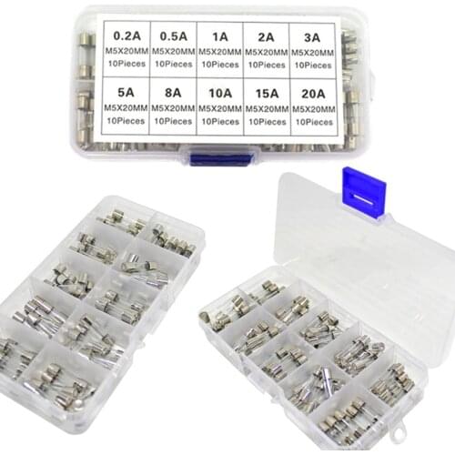 Promotion!100PCS Set 5X20mm 6X30mm Fast Glass Fuse Tube Fast Fuse Assorted Kits 1A 2A 5A 3A 10A 30A