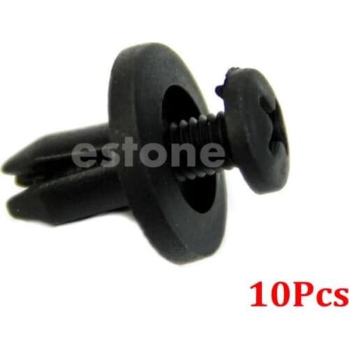 QILEJVS 10 Pcs Car Bumper Fender 6mm Hole Black Plastic Rivets Fasteners for Toyota-Y11