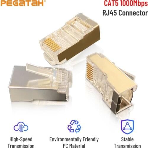 RJ45 connector 8P8C CAT5E 5 gold-plated shielded crystal head Network Network Modular Plug Cat5 Cat5e RJ45 crystal head