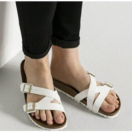 Mixed Color buckle band wedges cork slippers women flip flops summer beach women shoes sandals 5-style couple slides size 35-45