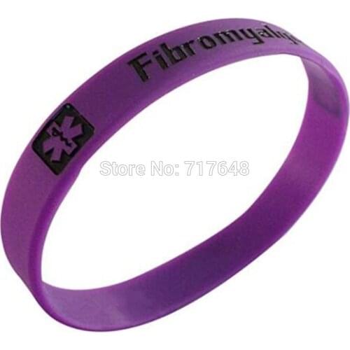 100pcs Fibromyalgia Medical ID Alert Filled wristband silicone bracelets free shipping by epacket A