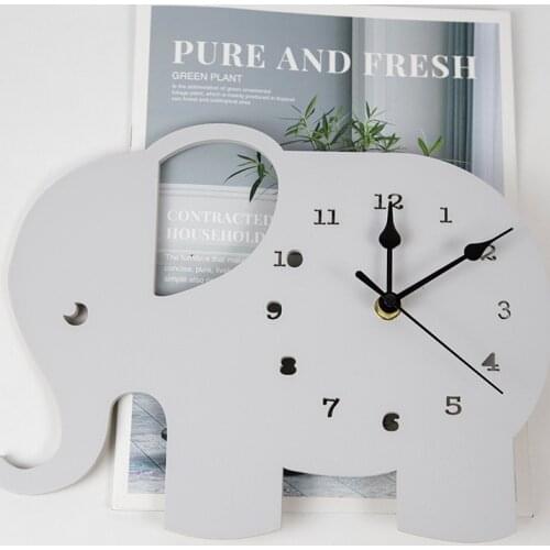 Nordic Kids Room Decor Wood Elephant Rabbit Bunny Clock Wall Hanging Room Decor Scandinaivan Style Kids Nursery Decoration
