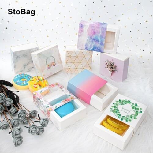 StoBag 5pcs/Lot Handmade Soap Packaging Mini Drawer Box With Clear Window Birthday Wedding Party Small Gift Decoration Favors