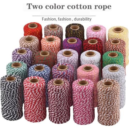 100% Cotton Rope Two Color Twine Macrame Cord String Thread For Party Wedding Decoration Accessory DIY Gift Wrapping 2mm*10