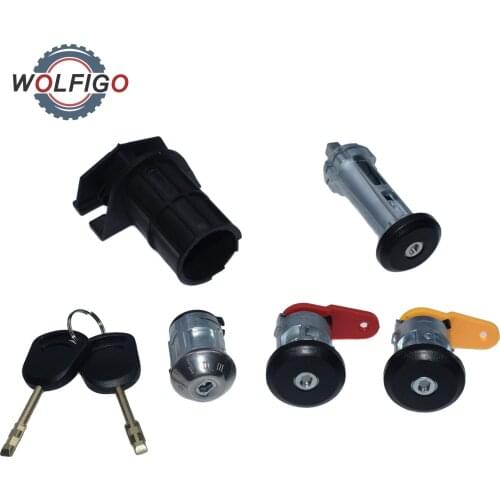 WOLFIGO COMPLETE LOCK SET IGNITION SWITCH LEFT RIGHT DOOR LOCK TRUNK LOCK FOR FORD KA FIESTA COURIER ESCORT 3N21-F22050-BB