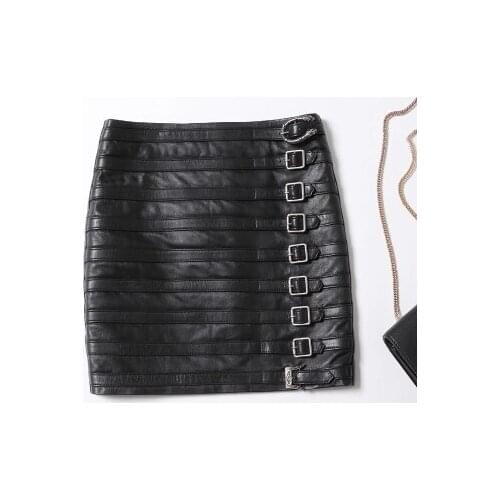 Top brand Autumn and New Winter Small High Waist Leather Skirt high quality