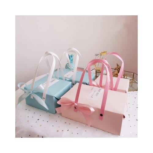 10Pcs/lot Creative Gift Box Pink Marble Paper Boxes Nougat Cookies Tote Bags Wedding Chocolate Cake Packing Party Supplies