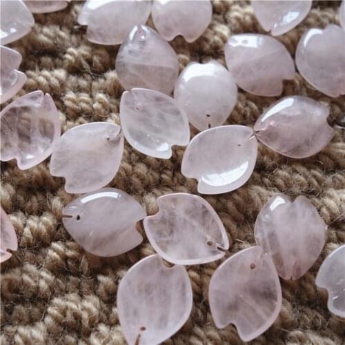 Rose Quartz Cherry flower petals 13X16mm 2 pieces Natural Gemstone Bead for Jewelry Making Necklace Earring ICNWAY
