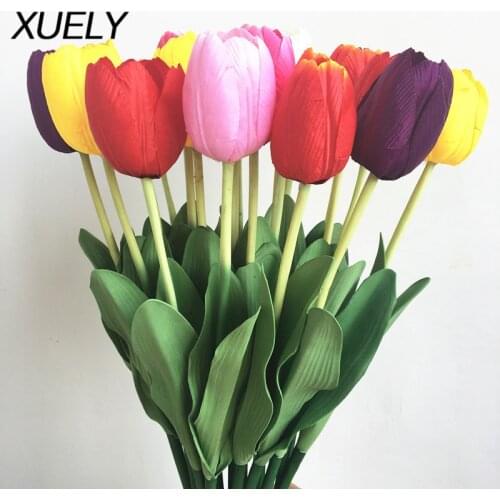 2pcs 2 sizes Artificial flower real touch /silk Flower tulip Wedding fake flower home table placed bride holding flower flores