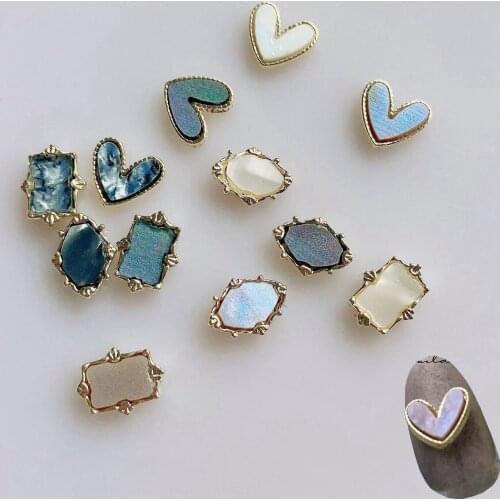 20pcs/lot 3D Mica Love Rectangular Alloy Metal Rivets Nail Art Decorations Supplies DIY Nails Accesorios Jewelry Designs Charms