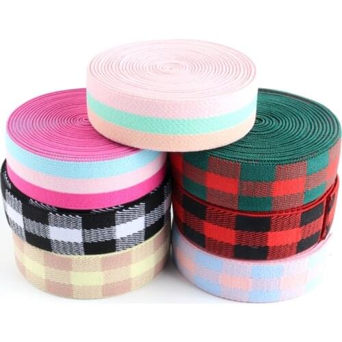 25mm Elastic Band Lattice Printing Pattern Rubber Band Apparel Bags Home Textile Sewing Accessories DIY 1meter