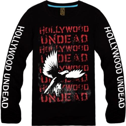 4 kinds vintage HOLLYWOOD UNDEAD Rock long sleeve Brand black shirt mma fitness Metal Cotton streetwear skateboard Customize