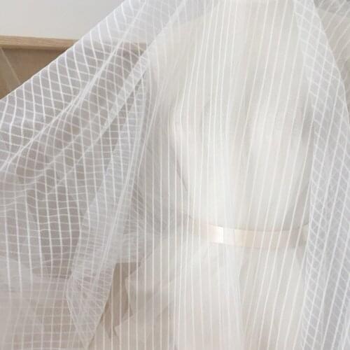 5 yards /lot Stripe soft tulle lace fabric in off white , bridal gown wedding dress linging fabric , veil haute couture overlay