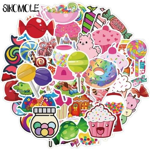50PCS Lovely Colorful Candy Graffiti Sticker Self-adhesive Childrens Skateboard Toy Cartoon Stickers DIY Skateboard Luggage F5