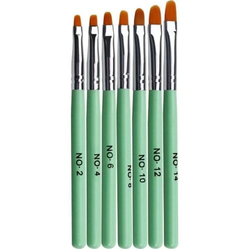 7pcs Set Nail Art Brush Wooden Builder Drawing Painting Acrylic UV Gel Polish Decoration Carving Crystal Pen Tips Manicure Tools