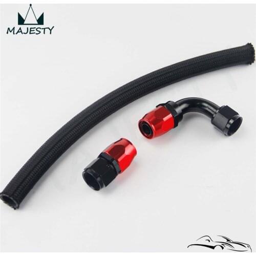 AN12 12-AN STEEL/NYLON NBRAIDED OIL/FUEL LINE HOSE+STRAIGHT+90 degree SWIVEL FITTING