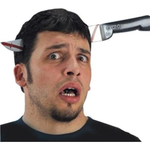 April Fools Day Halloween props wear head knife wear nail the whole person Funny toys whole cup of terror head nail head