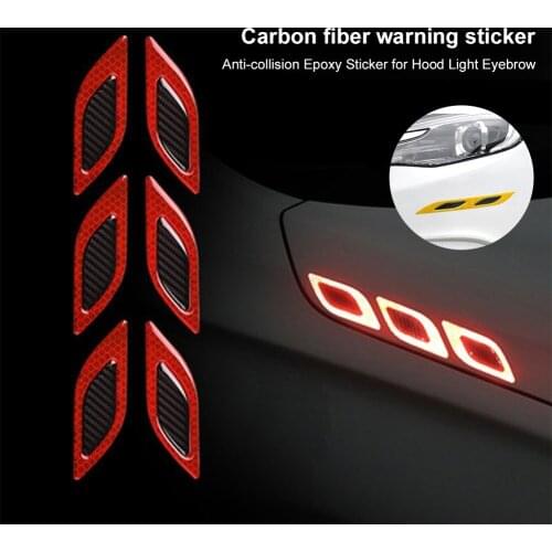 Car Stickers Front Rear Bumper Protector Reflective Strips Carbon Fiber Color Anti-Collision Stickers for Car Truck6PCS/Set