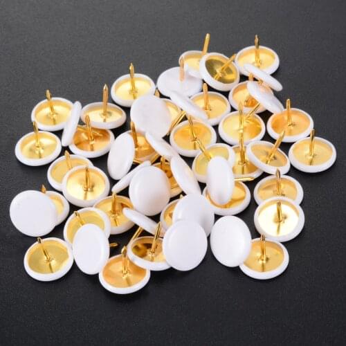 50pcs White Round Push Pins Thumb Thumbtack Tacks Board Pins for Office School Notice Board Wall Studs Home Use