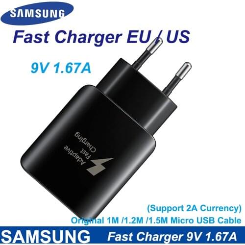For Samsung 9V1.67A Fast Charger S10 Plus Fast Charger Travel Adapter 1M Micro USB Cable For Samsung Note10 9 8 A50 A70 S7 S9 S8