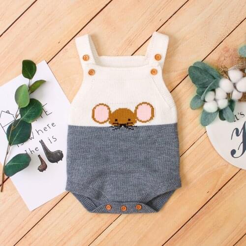 Baby Bodysuits One Pieces Brand Newborn Boy Girl Cartoon Knitted Body Top Autumn Winter Toddler Infant Sleeveless Jumpsuits Wear