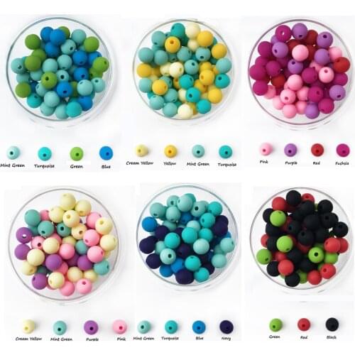 9mm Silicone Chewable Beads Baby Round Teething Teether Monther Necklace Pacifier Chain Clips Holder Accessories BPA Free Gifts