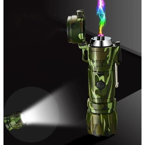 Double Torch Jet Butane Gas Lighter Double Arc Lihgter Waterproof Windproof Outdoor Survival Camping USB Lighter Gadgets For Men