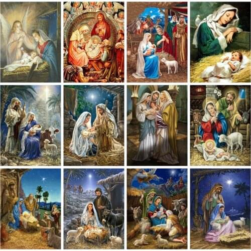 HUACAN Diamond Painting Kits Jesus Mosaic Wall Decoration Virgin Mary Embroidery Religion Diamond Art