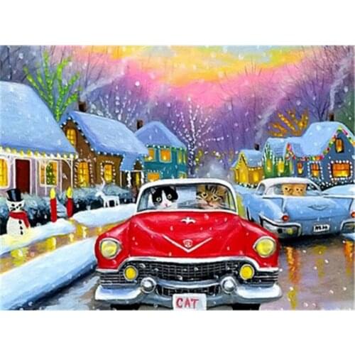 Diamond Embroidery Christmas Tree Winter Cat New Arrival Diamond Painting House Car Mosaic Landscape Home Decoration