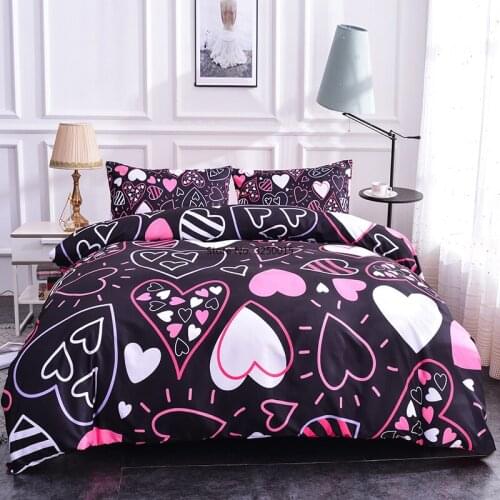 2/3pcs Colorful Hearts Pattern Bedding Sets Soft Duvet Cover Quilt Cover Pillow Covers Twin Full Queen Sizes Bed Set
