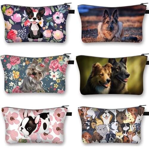 Dachshund/Boston Terrier Printed Cosmetic Bag Ladies Hand Carry Coin purse German Shepherd Girl Travel Cosmetic Case Storage Bag