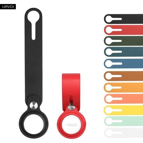 URVOI leather loop for Apple AirTag Protective Cover Location Tracker flat buckle leather Case securely fastens enclosure