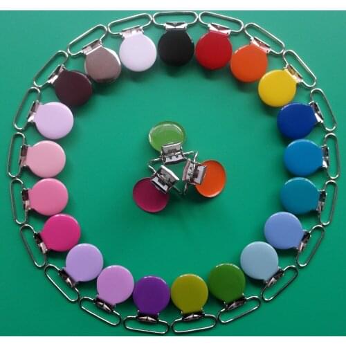 300pcs Round Metal Pacifier Clips DHL Free Shipping!Mix 21 Colors,Enamel Suspender Clips For 25MM Ribbon,With Plastic Teeth