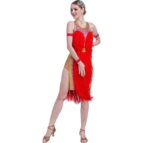 L-1714 High-end customization latin dance dress costume, latin dance dress ballroom dance tassels dress for adult