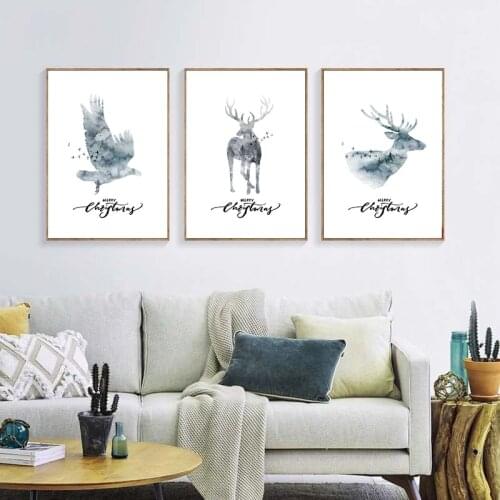 Elk Picture Home Decor Nordic Canvas Painting Abstract Animal Wall Art Print Bedroom Living Room Print Poster Decor Art Painting