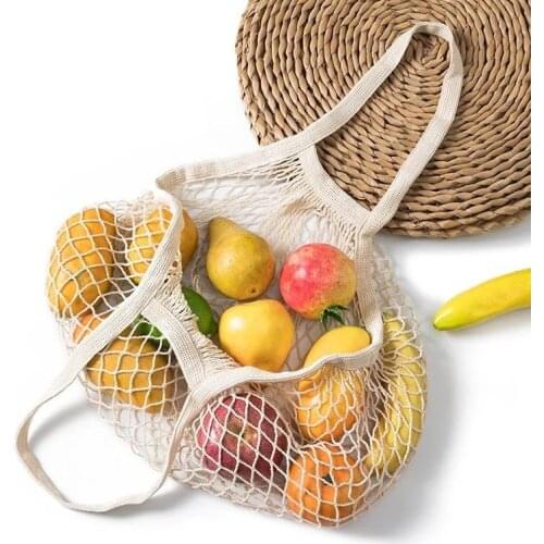 Mesh Totes Bag Reusable Grocery Net Bags Fruit Vegetable Bag Washable Net Shopping Handbag Cotton Mesh String Organic Organizer