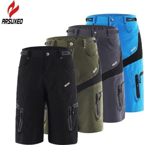 ARSUXEO Mens Tactical Shorts Outdoor Sports Hiking Shorts with Zipper Pocket Breathable Sweat Cycling Mountain Bike MTB Shorts