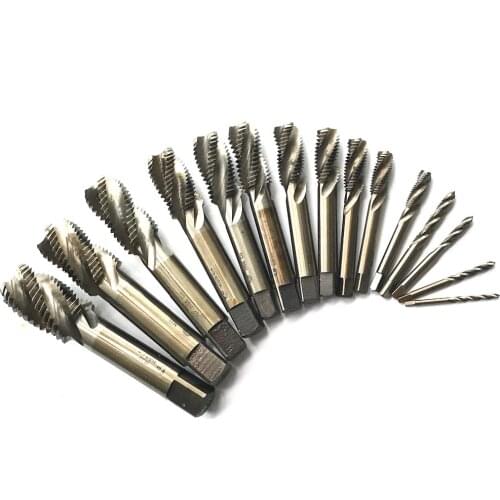 HSS M35 Co5% CNC made 15PCS set spiral flute machine Taps Screw Tap HSS M3/M4/M5/M6/M8/M10/M12/M14/M16/M18/M20/M22/M24/M27/M30