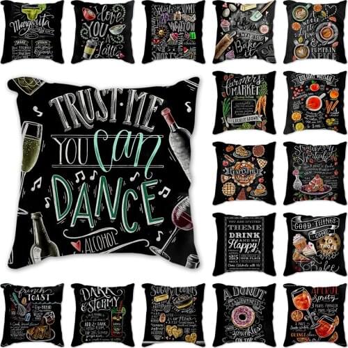 Chalkboard sign Throw Southern Art Pillow Cover Linen Cotton Cushion Cover Decorative Pillows Pillowcase Leaves Pillowsham