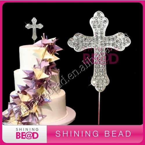 New fashion clear rhinestone cross cake topper,free shipping,30pcs/lot
