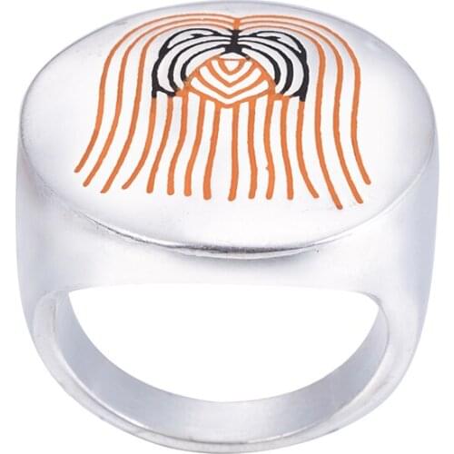 Wholesale Black German shepherd ring with color selection enamel jewelry lovers and owners-Pet