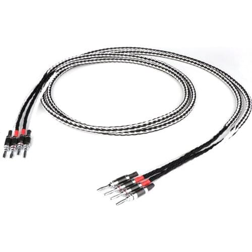 Pair 8tc occ copper hifi Speaker Cable audio 8vs loudspeaker cable with carbon fiber banana plug connector