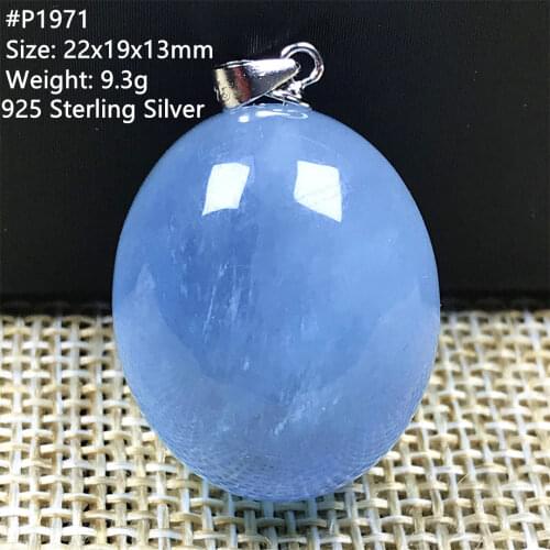 Natural Blue Aquamarine Pendant For Women Men Crystal 22x16x9mm Oval Clear Stone Beads Silver Necklace Pendant Jewelry AAAAA
