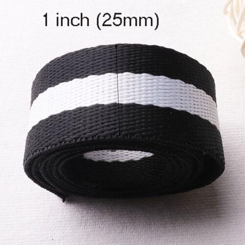 1"(25mm)Black White Striped Cotton webbing ribbon Great for Purses Tote Straps Bags Totes Belts bag strap handbag handle