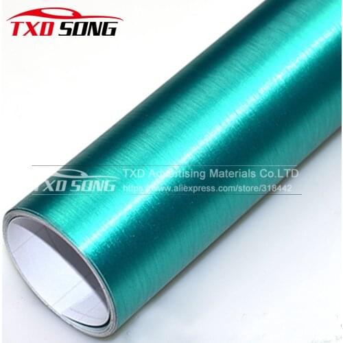 Premium Tiffany blue Metallic Brushed Aluminum Vinyl Metal vinyl Car Wrap Film Car Sticker Styling Auto Foil Decoration