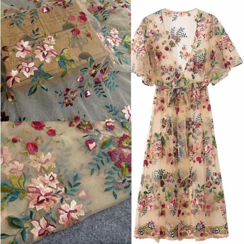 Good quality mesh embroidery lace embroidery fabric DIY dress cheongsam decoration sewing materials accessories