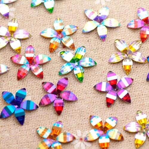 20 pcs Flower Shape Sew On Rhinestone with 1 hole silver Back Fancy Stone Rhinestone applique Buttons For Dance clothes Garments