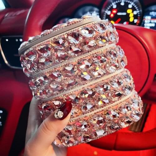Rhinestone 360° Spin Jewelry Box Travel Portable Earrings Ring Makeup Holder Ornaments 4 Layer Cylindrical Storage Case